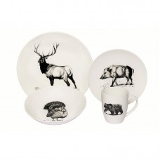 Foundry Select Burrill Wild Animals Porcelain Coupe 16 Piece Dinnerware Set FNDS2287